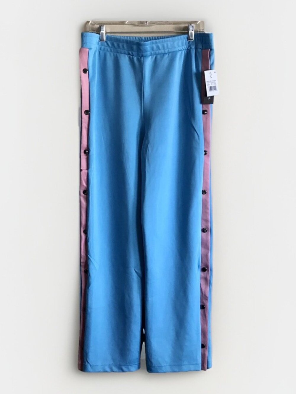 The Phluid Project Baby Blue‎ Pink Snap Side Track Pants Large NWT